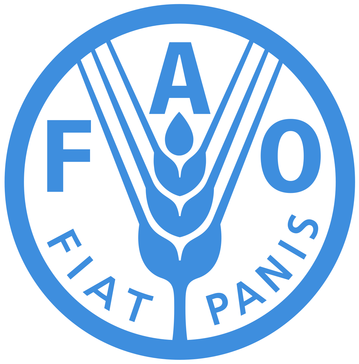 Emblema da FAO com o seu lema latino, Fiat Panis ("Haja pão")