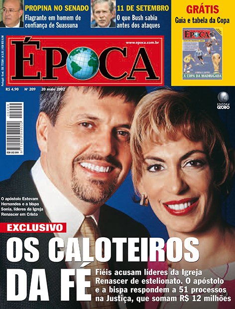 poca, 20 de maio de 2002, que apresenta o casal como os caloteiros da f