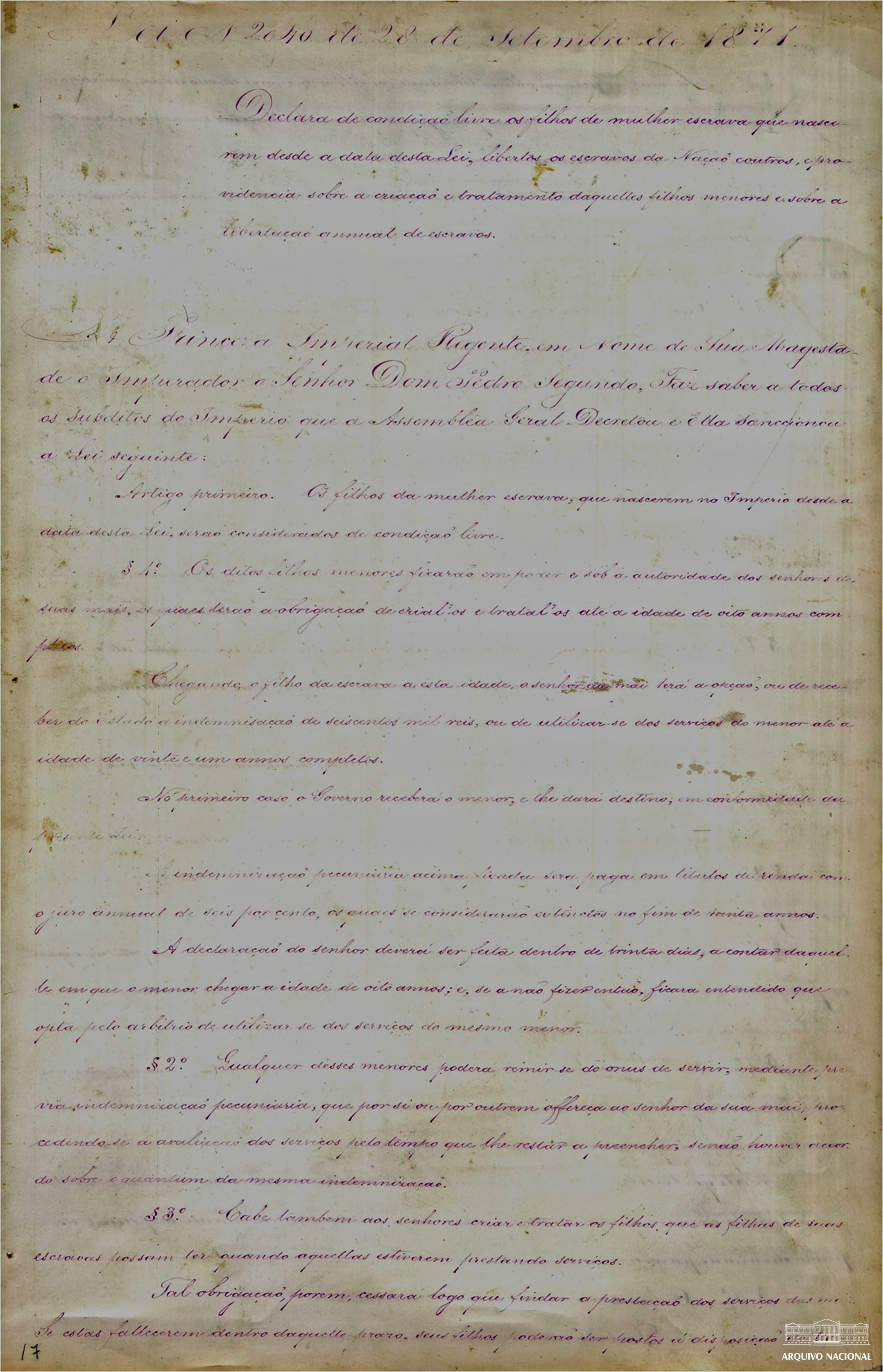 Lei n 2040 de 28 de Setembro de 1871

